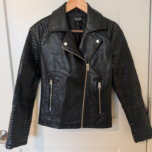 Topshop Rosa Faux Leather Biker Jacket size 2